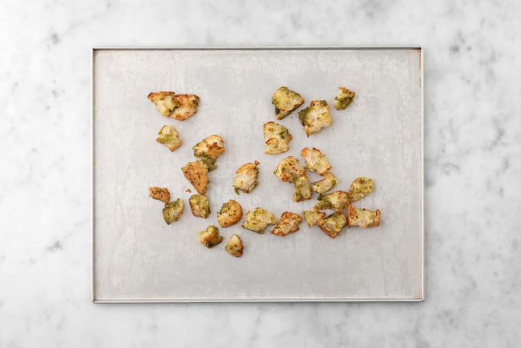 Bake the Zhoug Croutons