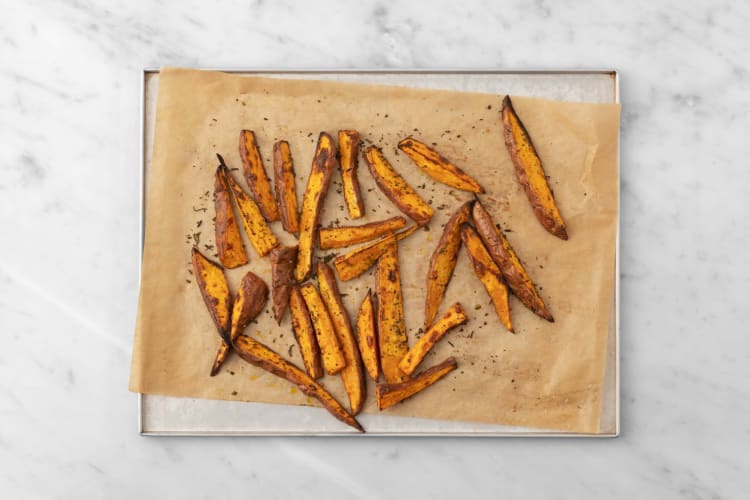 Prep and roast sweet potatoes