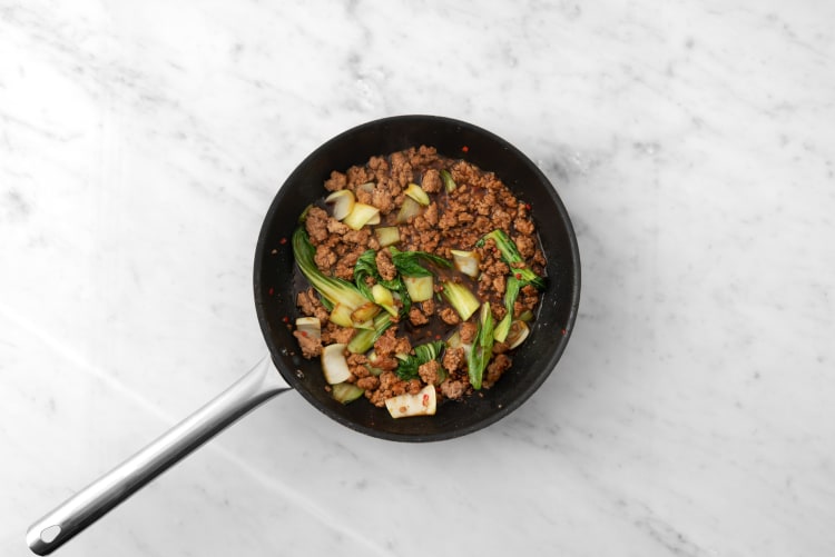 Finish beef and bok choy mixture