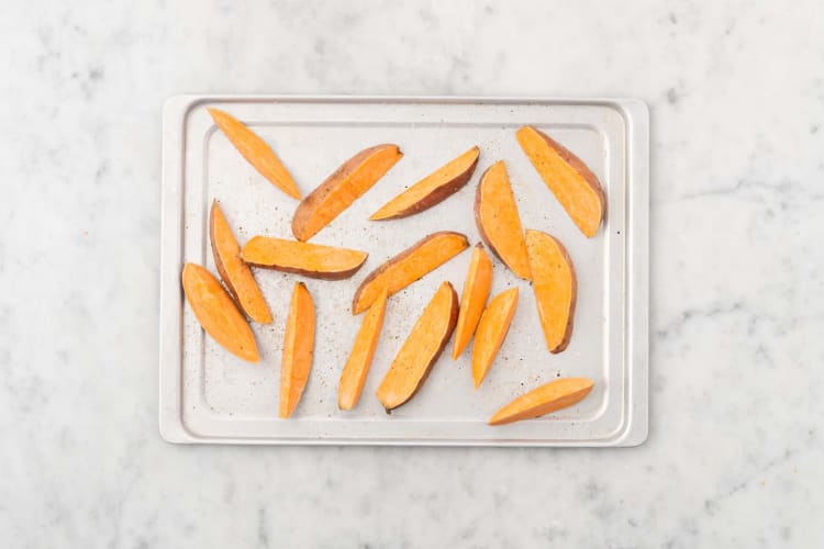 Roast sweet potato wedge fries