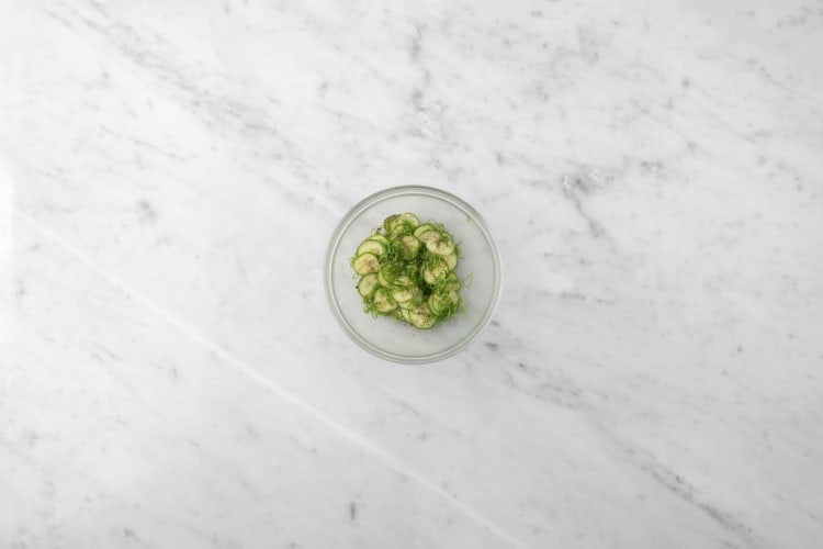 Prep and marinate cucumbers