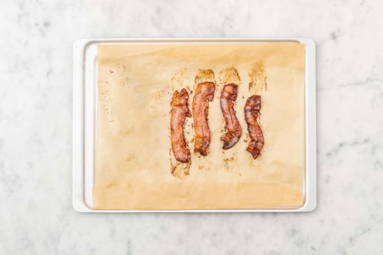 Bake bacon and prep