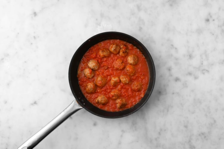 Sear meatballs and start sauce