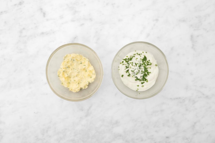 Make chive sour cream and garlic butter