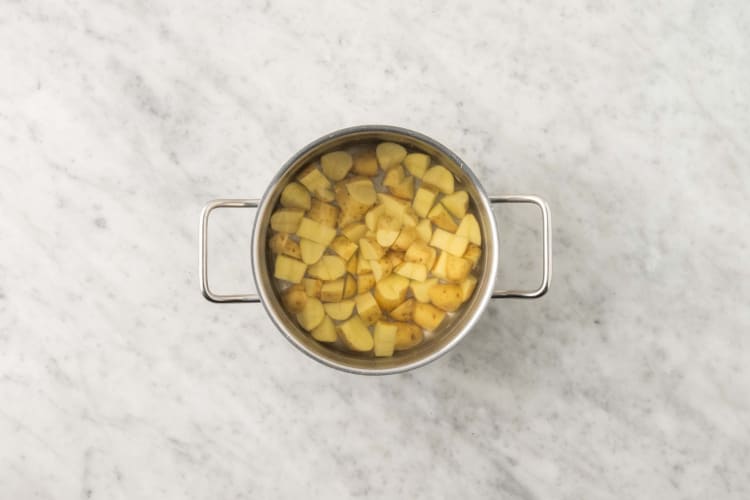 Prep and boil potatoes