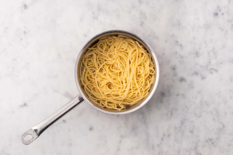 Cook linguine and shrimp