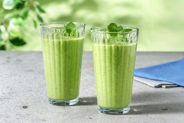 Triple groene smoothie met spinazie, avocado en munt