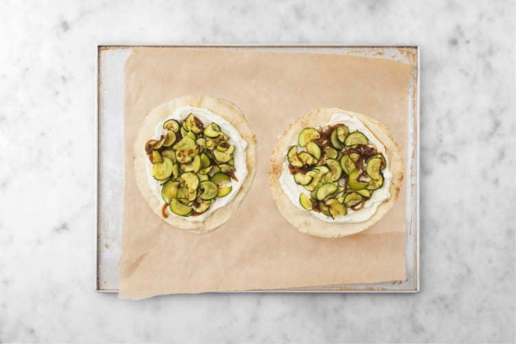 Assemble and bake flatbreads