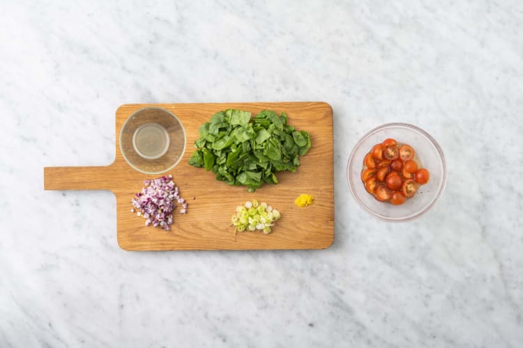 Prep and marinate tomatoes