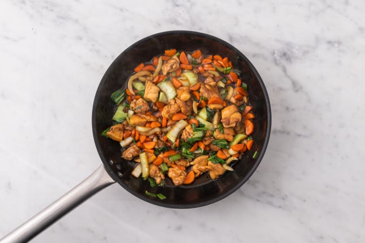 Cook veggies and assemble stir-fry