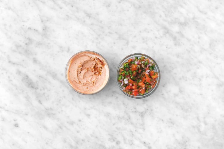 Make pico de gallo and Tex-Mex cream