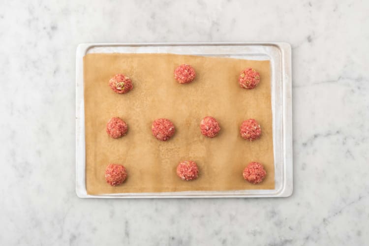 Bake meatballs and broccoli