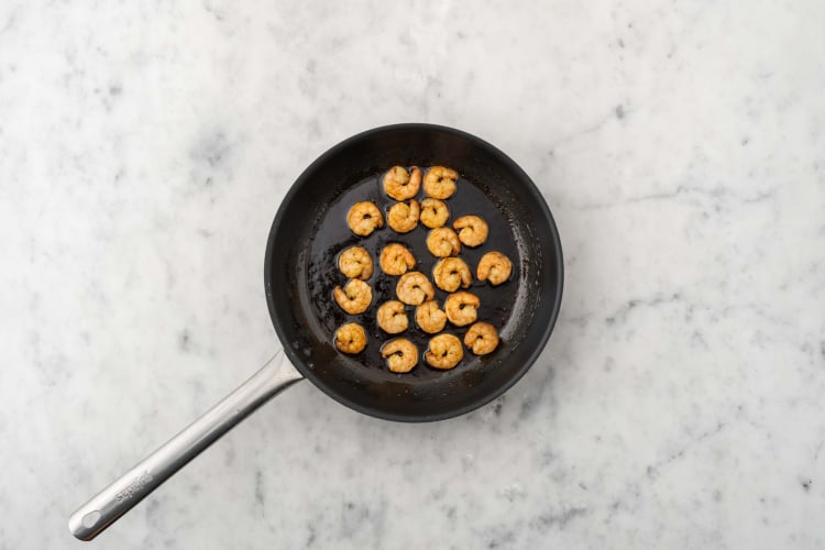 Cook and glaze shrimp