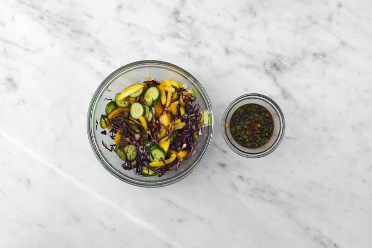 Make slaw and sauce