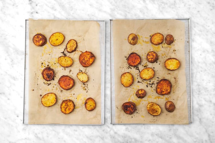 Prep and roast potato coins