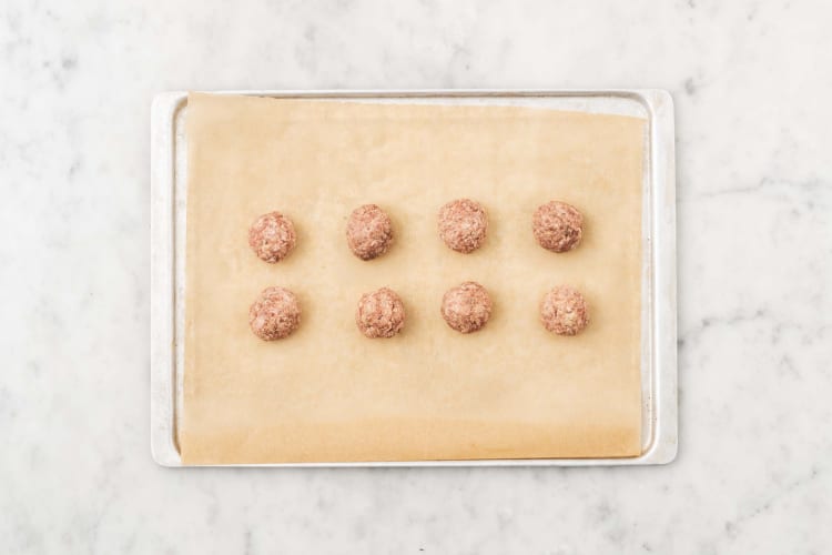 Prep and bake meatballs