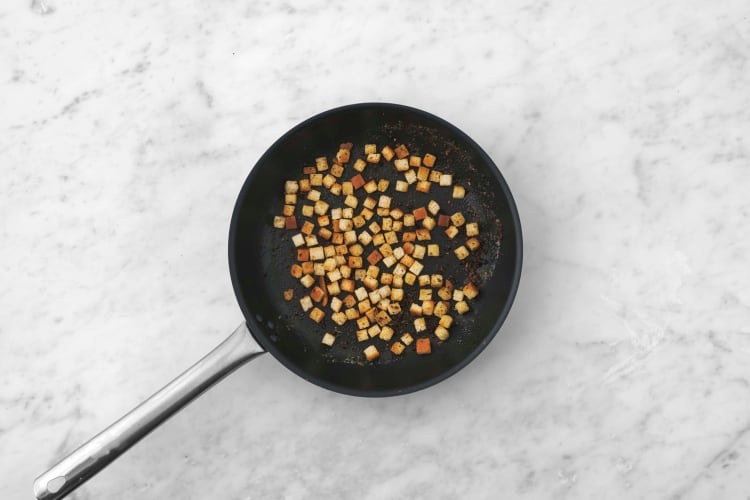 Cut and toast croutons