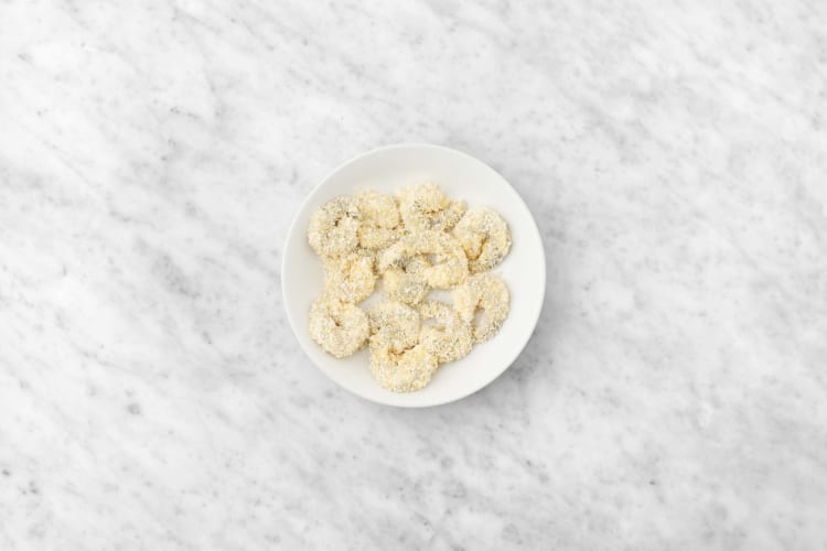Prepare and bread shrimp