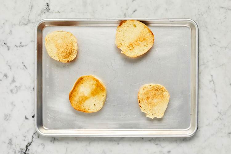 Toast buns and make cilantro mayo
