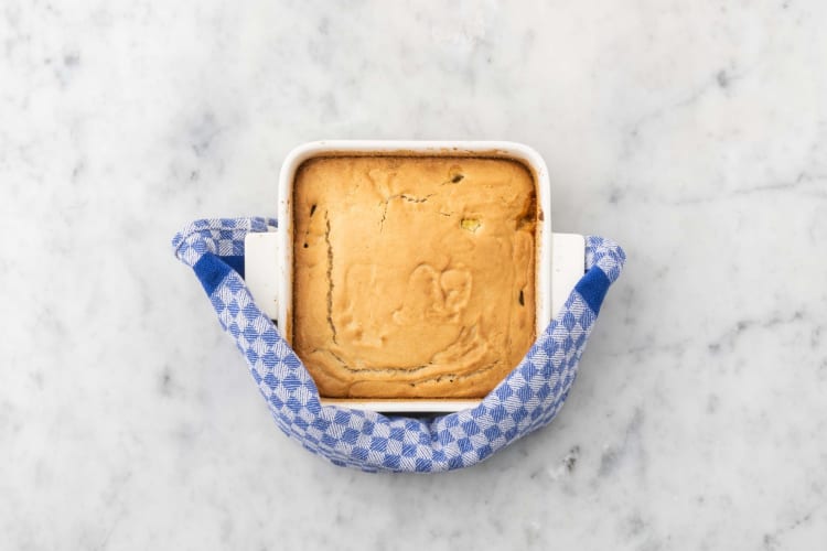 Bake cake and toast coconut