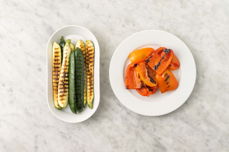 Grill peppers and zucchini