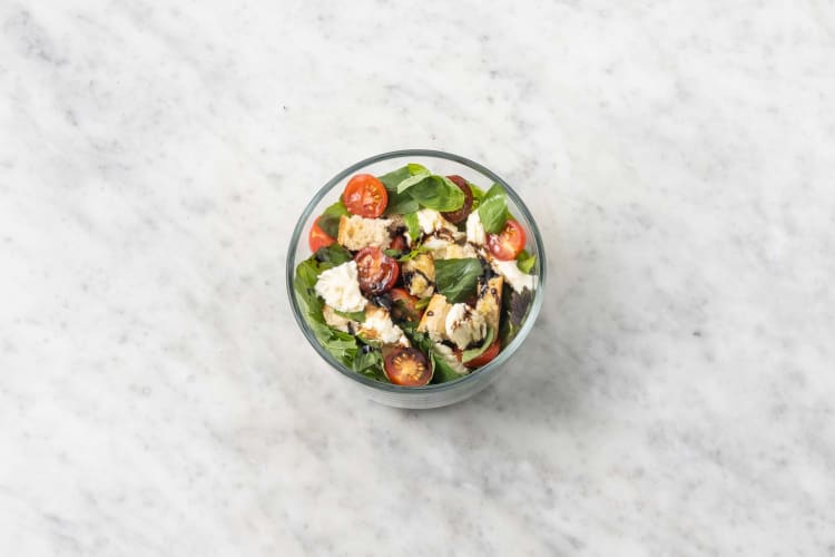 Assemble panzanella salad