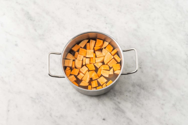 Prep and cook sweet potatoes