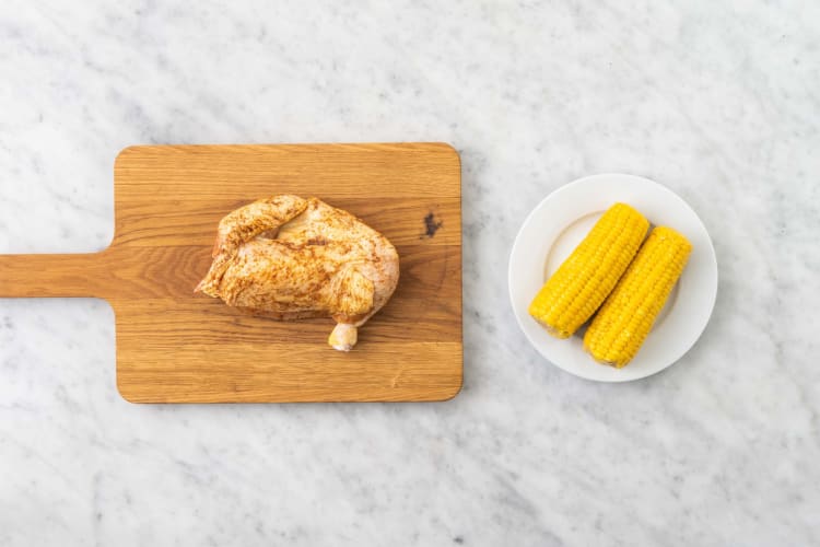 Prep chicken and corn