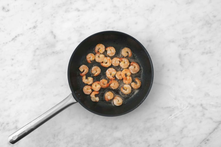 Make sauce and cook shrimp