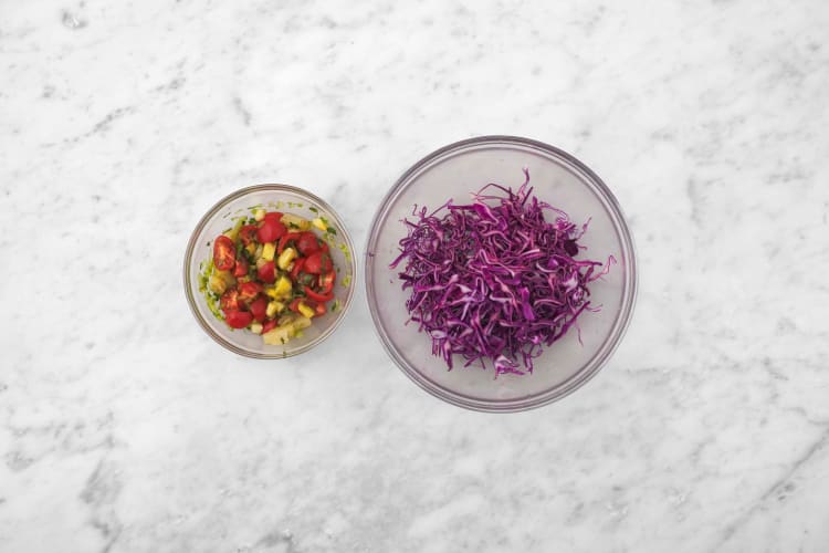 Make salsa and dress cabbage