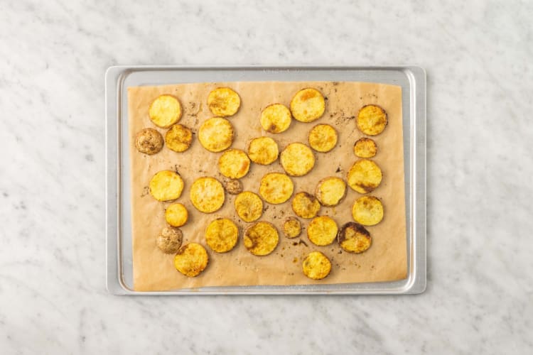 Prep and roast potato coins