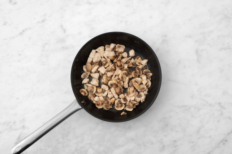 Cook mushrooms and beef