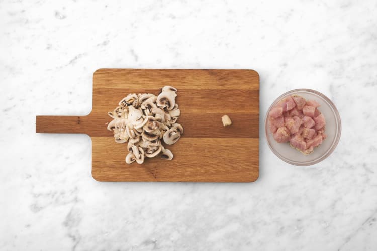 Prep mushrooms and turkey