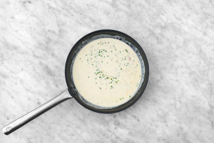 Cook peas and start cream sauce