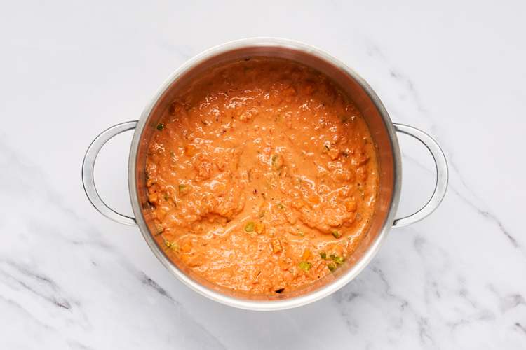 Simmer sauce and finish prep