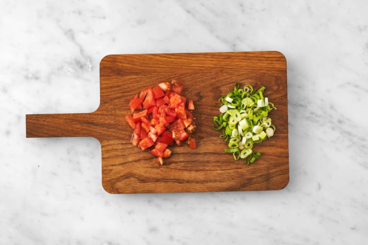 Finish prep and marinate tomatoes