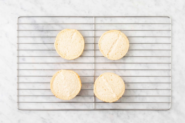 Toast buns and make remoulade