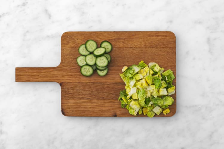 Prep veggies and burgers