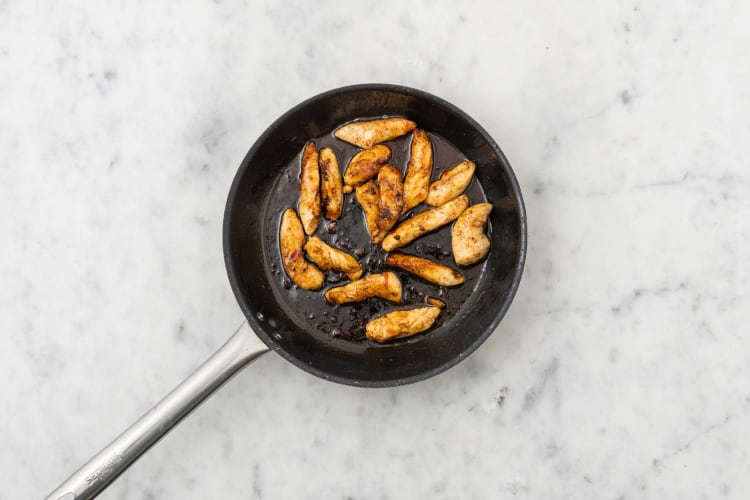 Pan-fry and glaze chicken