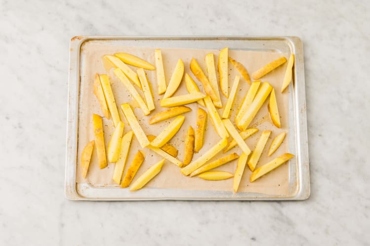 Prep and roast potato frites