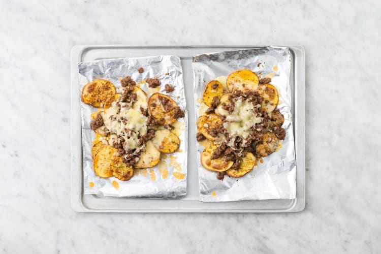 Assemble and bake 'nachos'