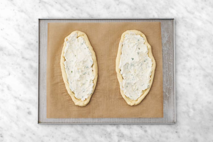 Make cheese filling and assemble flatbreads