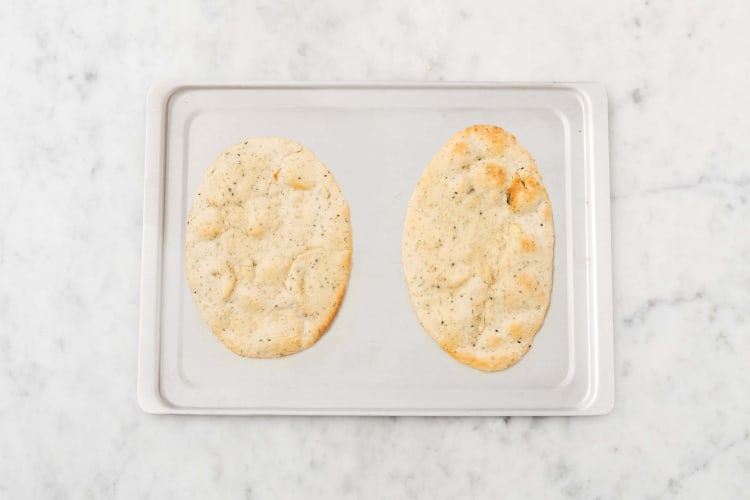 Finish mushrooms and toast flatbread