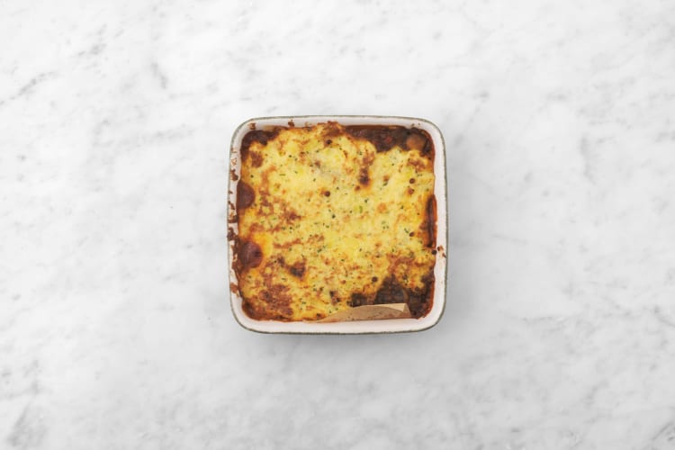 Mash potatoes and broil pie