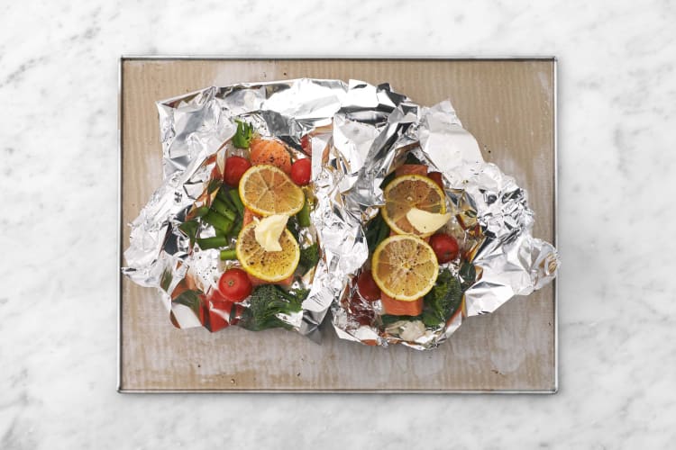 Prep salmon and make packets