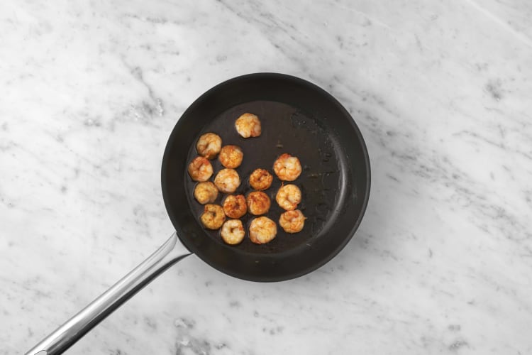 Cook and glaze shrimp