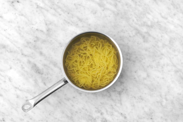 Boil noodles and make sauce