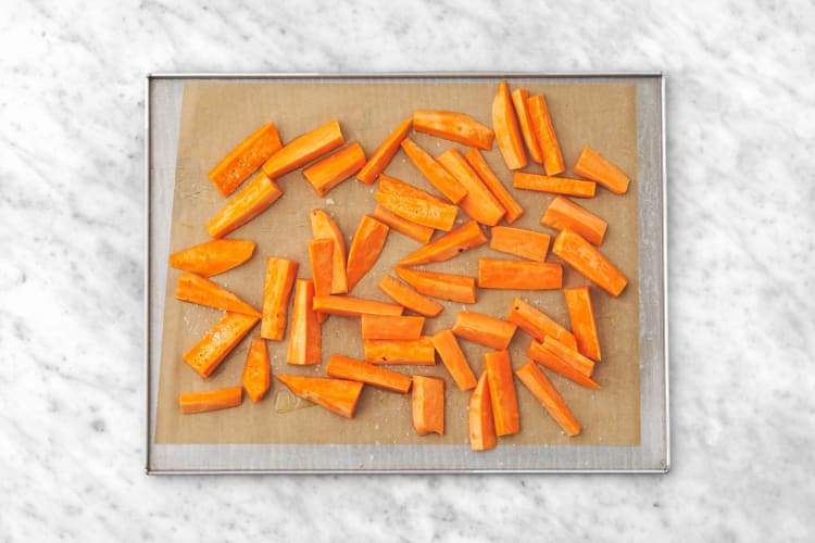 Prep and roast sweet potatoes