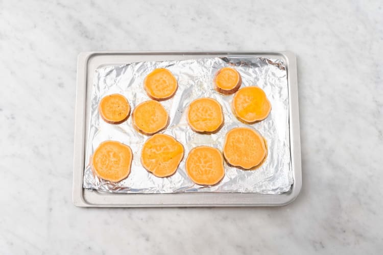 Broil sweet potatoes