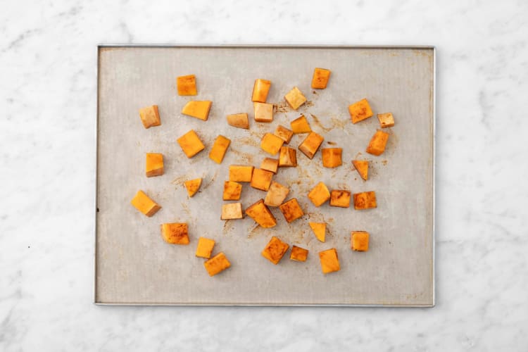 Roast squash and sweet potatoes 